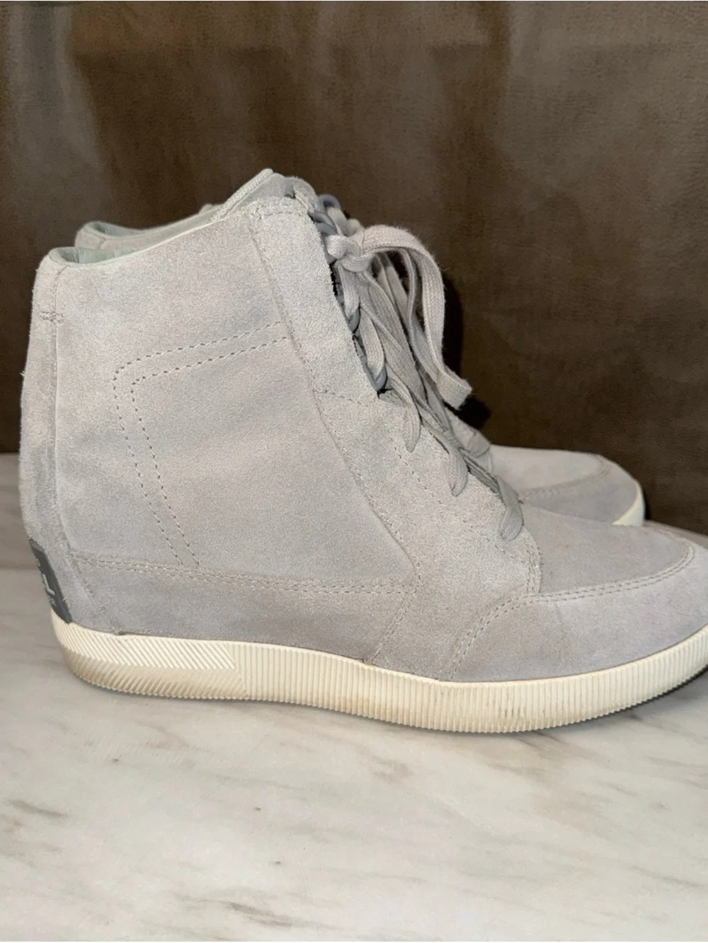 Sorel Out N About Wedge Lace Up Bootie Dove Quarry Grey NL4443-081 As 10